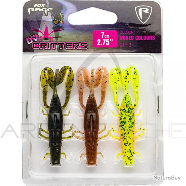 Leurre souple FOX RAGE Critter Ultra UV mixed colour pack 9cm