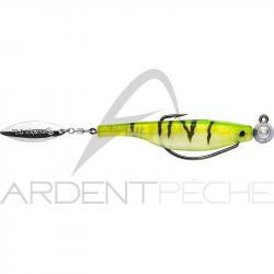 Leurre souple HYPERLASTICS Dartspin pro football jig 4 1/2 Striped Green - silver