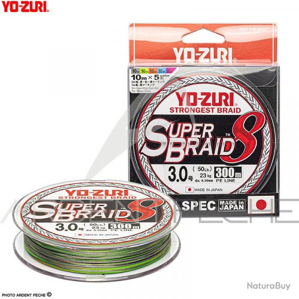 Tresse YO ZURI Superbraid 8X Multicolore 300m  0.34mm / PE4