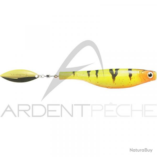 Leurre souple HYPERLASTICS Dartspin pro jig head 3 1/2 Firetiger - Chartreuse