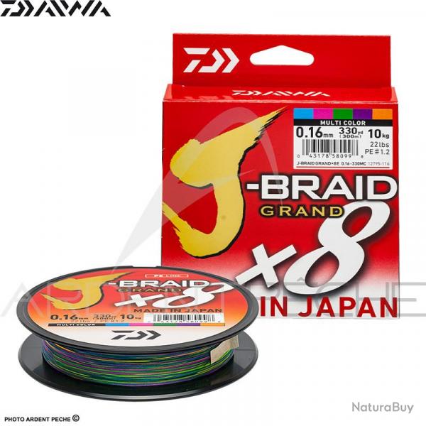 Tresse DAIWA J Braid Grand X8 Multicolore 150m PE2 ( 0.20mm)