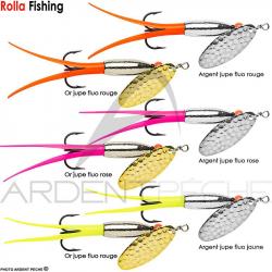 Cuiller ROLLA Silver bullet palette martelée 16g Or jupe fluo jaune
