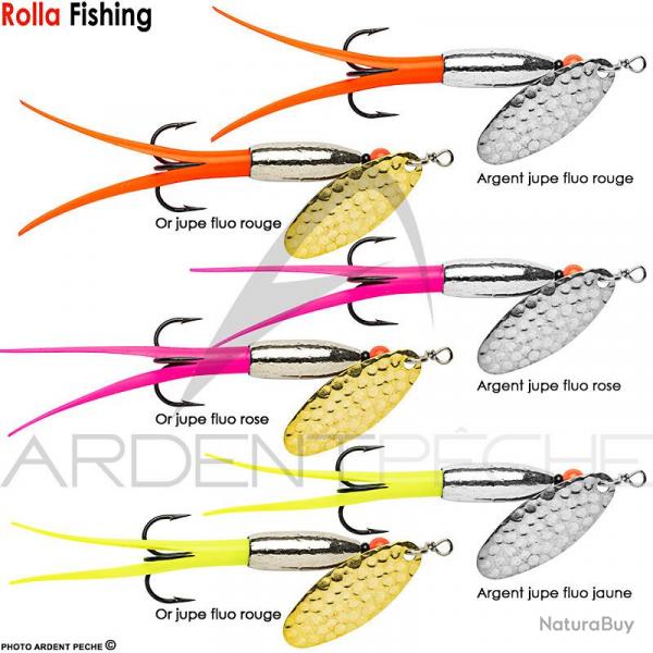 Cuiller ROLLA Silver bullet palette martele 16g Or jupe fluo jaune
