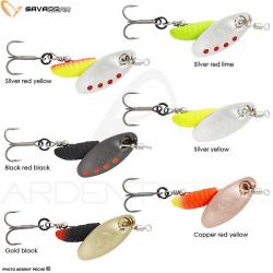Cuiller tournante SAVAGE GEAR Grub spinner 2.2g Silver red lime