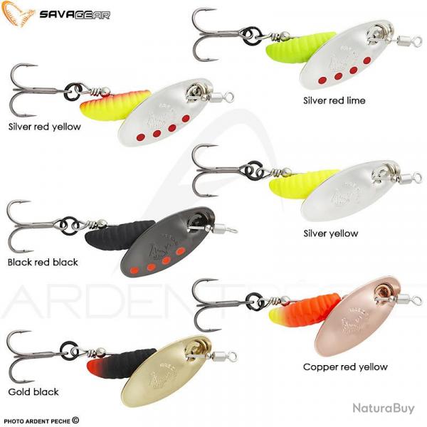 Cuiller tournante SAVAGE GEAR Grub spinner 2.2g Silver red lime