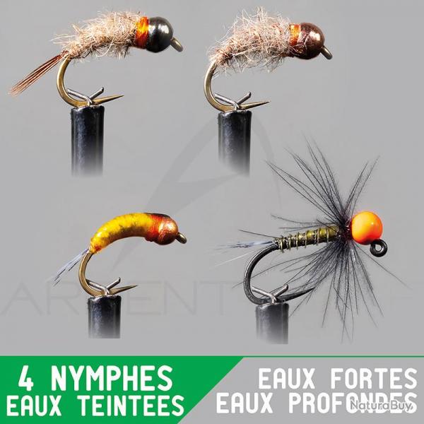 Montage nymphe GARBOLINO Eaux fortes profondes / eaux teintes Set x4