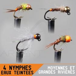 Montage nymphe GARBOLINO Moyennes et grandes rivières / eaux teintées Set x4