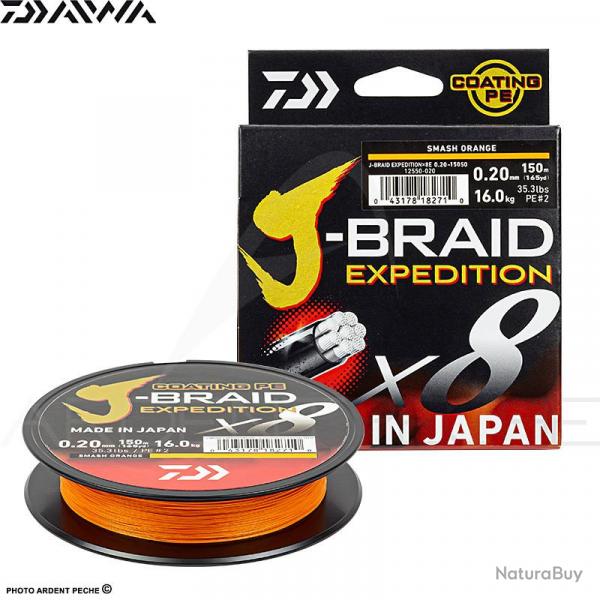 Tresse DAIWA J Braid expedition Smash orange 150m PE2