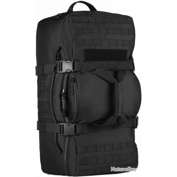 Sac  Dos Tactique 60L Militaire Homme Nylon 900D Molle Voyage Randonne Chasse Camping 3 en 1 Noir