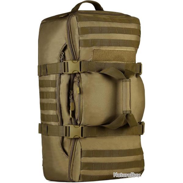 Sac  Dos Tactique 60L Militaire Homme Nylon 900D Molle Voyage Randonne Chasse Camping 3 en 1 Kaki