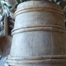 TONNEAU BOIS pour BEURRE TRES ANCIEN ET SA LOUCHE