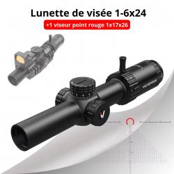 Lunette de Visée S6 1-6x24 SFP - Réticule MIL Gravé, Éclairage Rouge/Vert, Zoom 6x, Champ Large
