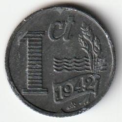 Pièce de Monnaie Pays Bas 1 cent Wilhelmine Occupation allemande 1942