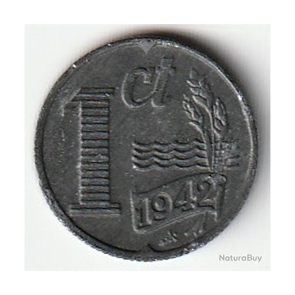 Pice de Monnaie Pays Bas 1 cent Wilhelmine Occupation allemande 1942