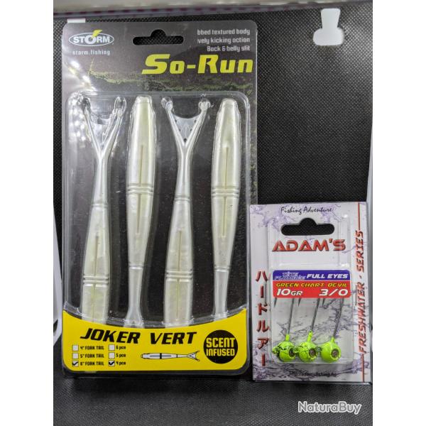 Lot pche/ STORM joker vert + TTE PLOMBE ADAM'S 10 gr , 3/0.