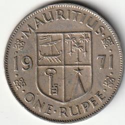 Pièce de Monnaie Ile Maurice 1 roupie Elizabeth II 1971