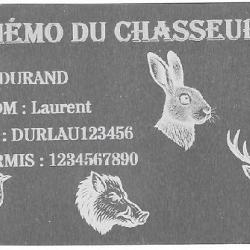 Mémo Chasseur Argenté en aluminium gravé au laser (Recto)