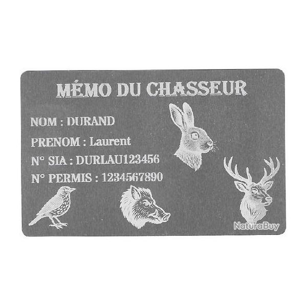 Mmo Chasseur Argent en aluminium grav au laser (Recto)