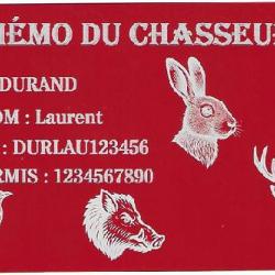Mémo Chasseur rouge en aluminium gravé au laser (Recto)