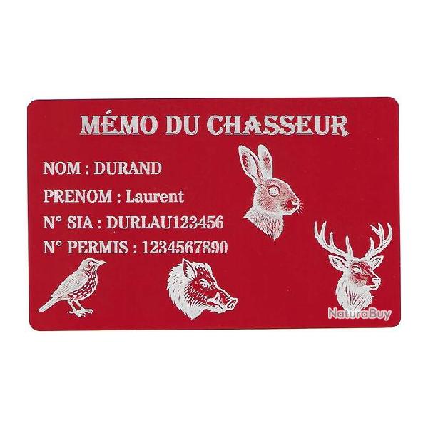 Mmo Chasseur rouge en aluminium grav au laser (Recto)