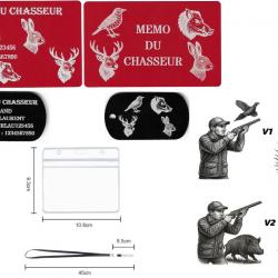Mémo Chasseur rouge + Porté clé TAG militaire en aluminium gravé au laser (R / V) + Porte badge tour