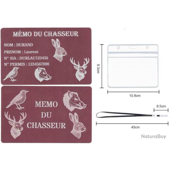 Mmo Chasseur rose + Port cl TAG militaire en aluminium grav au laser (Recto) + Porte badge tour