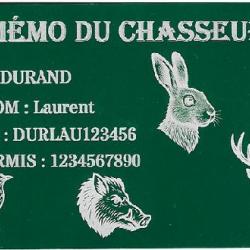 Mémo Chasseur vert en aluminium gravé au laser (Recto)