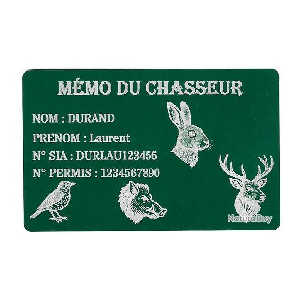 Mmo Chasseur vert en aluminium grav au laser (Recto)