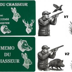 Mémo Chasseur vert en aluminium gravé au laser (Recto / Verso)