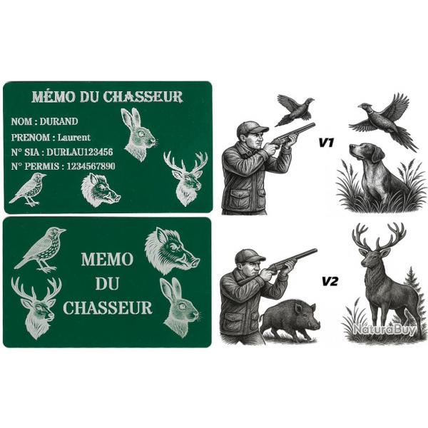 Mmo Chasseur vert en aluminium grav au laser (Recto / Verso)