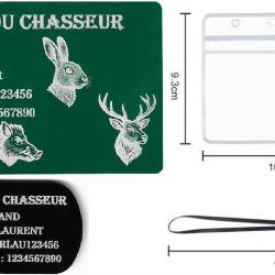 Mémo Chasseur vert + Porté clé TAG militaire en aluminium gravé au laser (Recto) + Porte badge tour