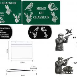 Mémo Chasseur vert + Porté clé TAG militaire en aluminium gravé au laser (R / V) + Porte badge tour