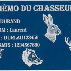 Mémo Chasseur bleu en aluminium gravé au laser (Recto)