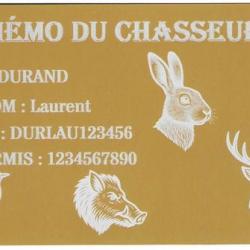 Mémo Chasseur doré en aluminium gravé au laser (Recto)