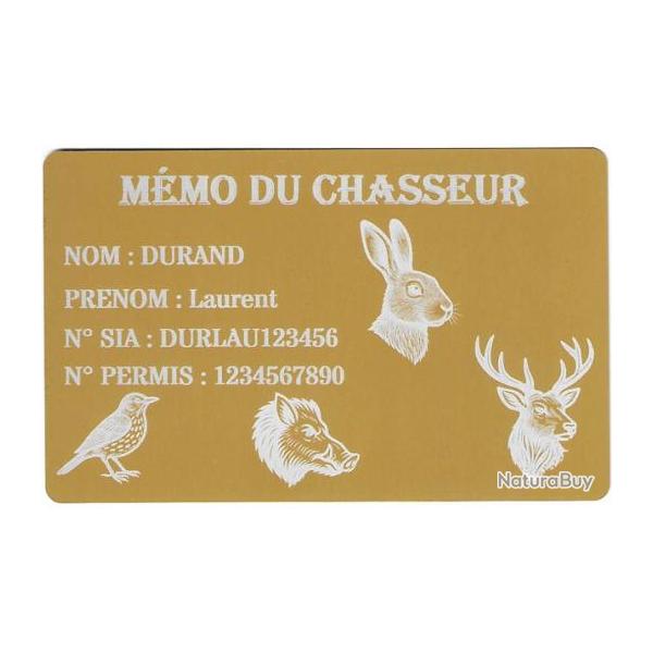 Mmo Chasseur dor en aluminium grav au laser (Recto)
