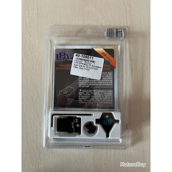 Ensemble hausse + guidon fibre optique LPA pour Glock