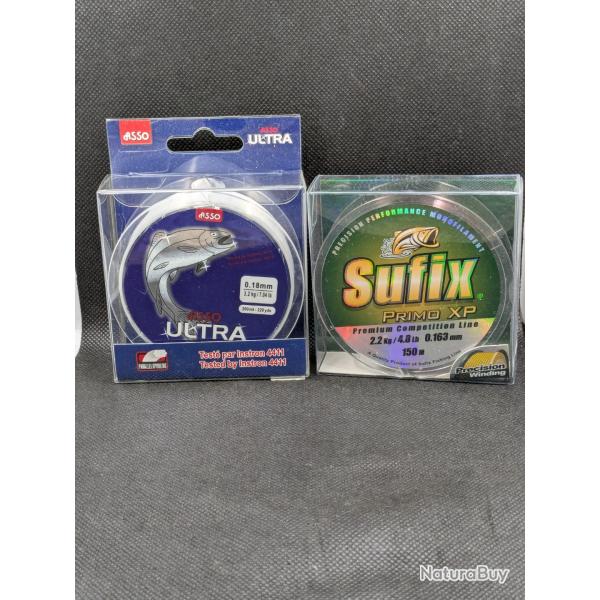 Lot bobines de fil pche ASSO + SUFIX