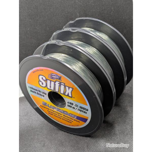 Lot bobines  SUFIX suprme 300 mtres coupable en bobine de 100 mtres