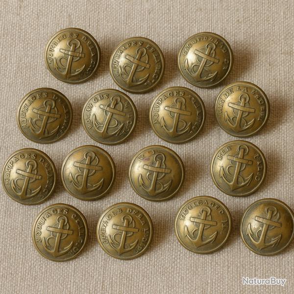 lot 15 boutons anciens Marine franaise "quipages de la flotte"T.W & win Paris