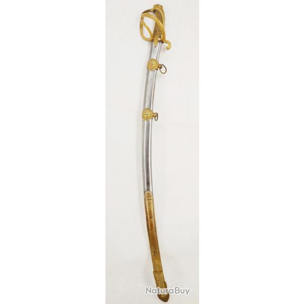 SABRE D'OFFICIER SUPERIEUR DE CAVALERIE LEGERE SUPERBE LAME DORE VERS 1815 - FRANCE RESTAURATION Co
