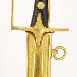 SABRE D'OFFICIER SUPERIEUR DE HUSSARD A LA HONGROISE GODRONNÉ LARGE LAME BLEUIE - FRANCE DIRECTOIRE 