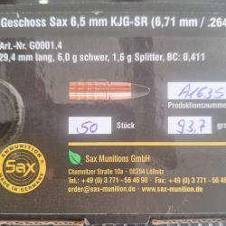 44 ogives Sax calibre  6.5 mm KJG-SR (264).