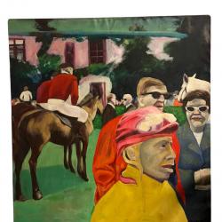 Jean bruneau huile sur toile le champ de courses