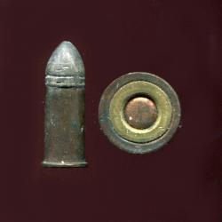 .340 Revolver Center Fire - RARE Calibre Anglais vers 1880 - étui cuivre - balle plomb 2 gorges
