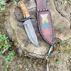 couteau bowie amérindien d'artisan/ acier carbone 1095