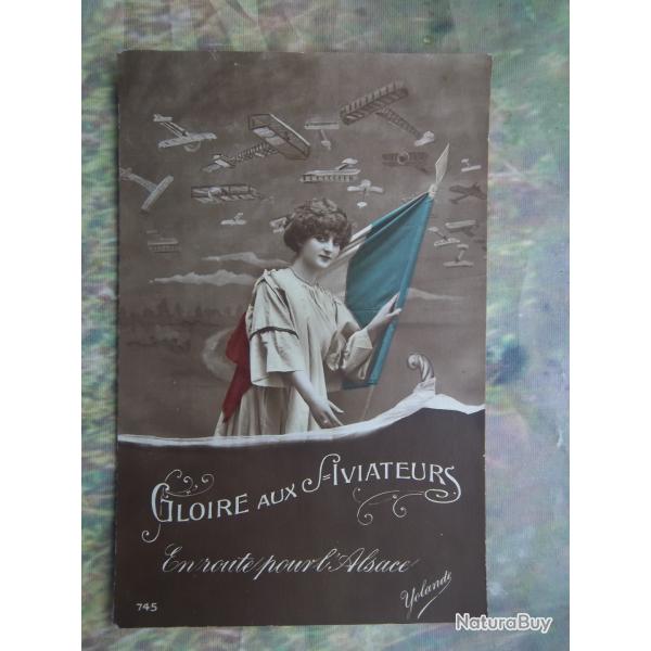 carte postale "gloire aux aviateurs" Alsace document 1914/1948