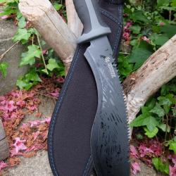 Machette Couteau Kukkri Parang Lame Acier 3Cr13 Manche ABS Gris Etui Nylon Tactical Survivalisme