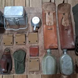 lôt militaria gamelles gourdes porte chargeur quart....
