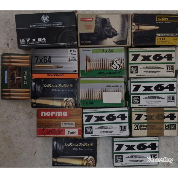 Lot de 289 munitions calibre 7x64