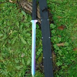 Sabre Ninja Katana Lame Tanto Lame Acier 3Cr13 Manche Corde Tressée Etui Nylon Double Tranchant